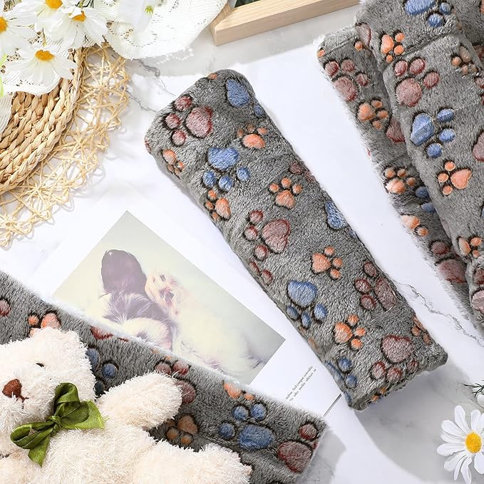 Tuanse 4 Pack Ultra Soft Dog Cat Bed Mat with Cute Prints Reversible Fleece Dog Crate Kennel Pad Cozy Washable Thickened Hamster Guinea Pig Pet Bed Mat for Small Animals(13 x 10 Inches,Gray)