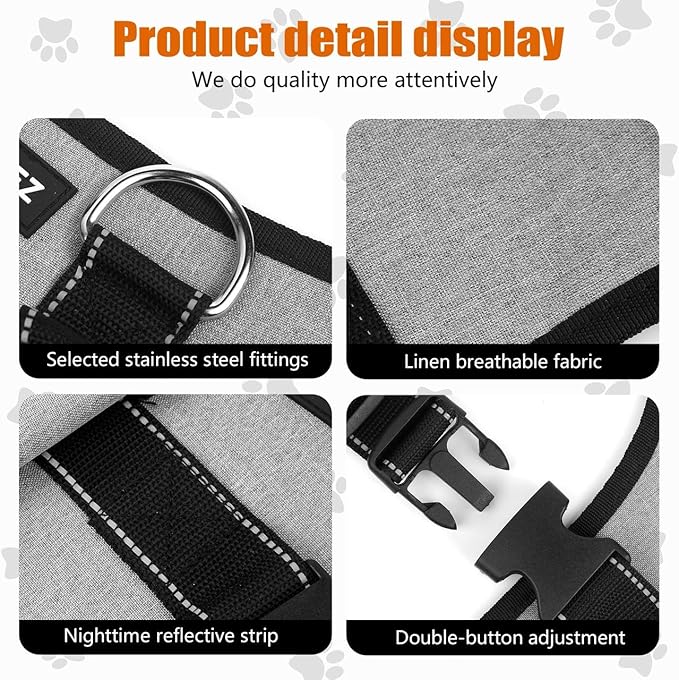 Ayquez Dog Lift Harness with Storage and Transport Bag, Dog Harness with Handle for Lifting & Hip dysplasia, arnés para Perros pequeños, pechera para Perros (Gray, M)