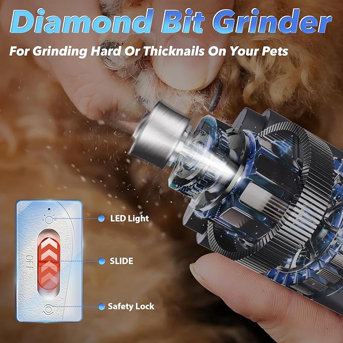 Cat Nail Grinder & Dog Nail Clippers Trimmers for Large Medium Small Dogs Cats Pets Claw Trimmer Quick Sensor and Safety Guard USB Rechargeable with 2 LED Lights