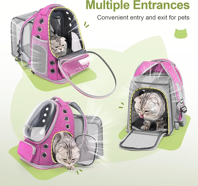 Expandable Cat Backpack,Cat Bubble Backpack Carrier for Carrying Cats, Pets and Small Dogs,Airline-Approved,Designed for Travel, Hiking, Walking,Car (Pink