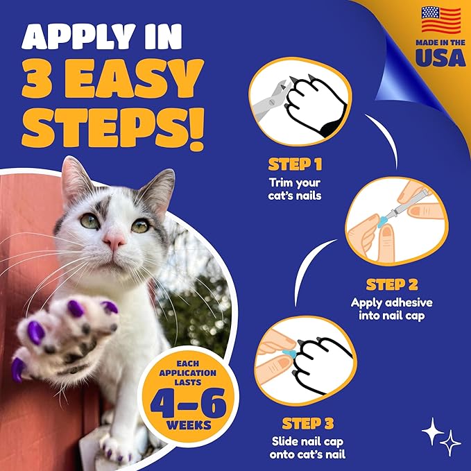 Soft Claws Cat Nail Caps for Medium Cats – (40 Caps, Blue & Green) - Made in USA - Veterinarian-Developed | Protects Furniture & Skin - Easy to Apply, Long-Lasting Anti-Scratch Soft Cat Claw Covers