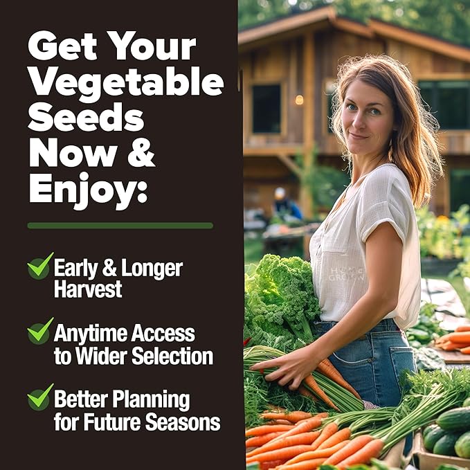 HOME GROWN π¨π¦π π£π₯ππ ππ¨π 10 Variety Vegetable 2,000+ π‘π’π‘-ππ π’ Seeds (Kale Lettuce Tomato Broccoli Beans Peas Bell Peppers Carrot Cucumber Radish) β Indoor & Outdoor Garden Survival Seeds