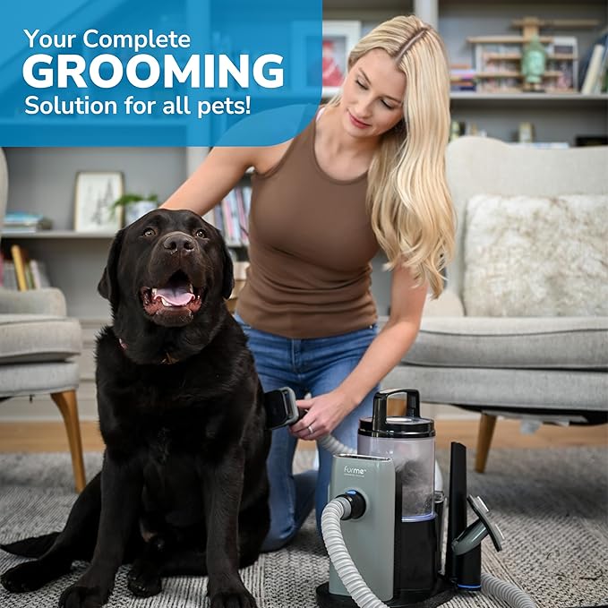FurMe Professional Pet Grooming Vacuum Kit - Cat & Dog Grooming Kit for Easy Pet Care at Home, Quiet & Safe Dog Hair Remover Machine with Brush, Clipper, Shedding & Cleaner Tools & 2L Canister