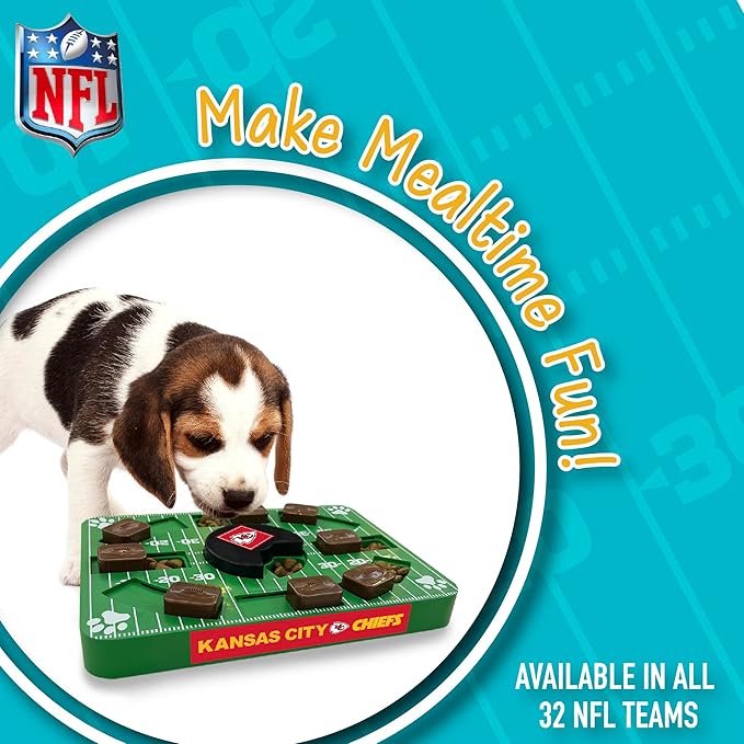 Pets First NFL Kansas City Chiefs Puzzle Toy - Interactive Dog Puzzle Treat Toy