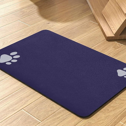 Pet Feeding Mat-Absorbent Dog Mat for Food and Water Bowl-No Stains Quick Dry Water Dispenser Mat-Dog Accessories Pet Supplies-Bowl for Messy Drinkers(Navy,23"x34"