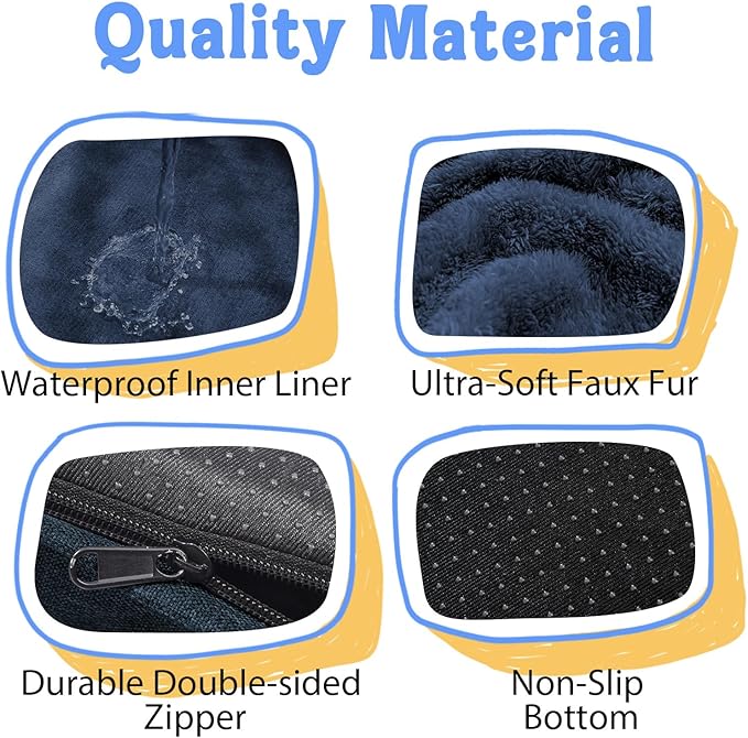 Orthopedic Washable Large Dog Bed - Egg Foam Dog Beds for Large and Medium Dogs Big Pet Beds with Removable Washable Cover and Bolster for Extra Large Dogs