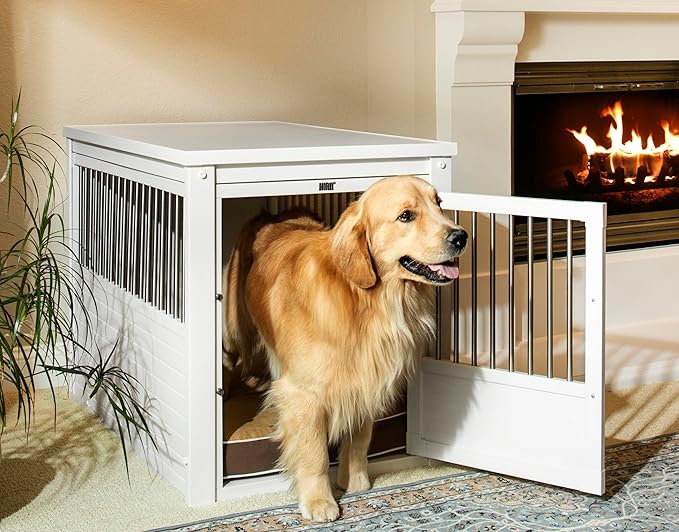 New Age Pet EHHC404XL ecoFLEX Pet Crate/End Table, Antique White, X-Large