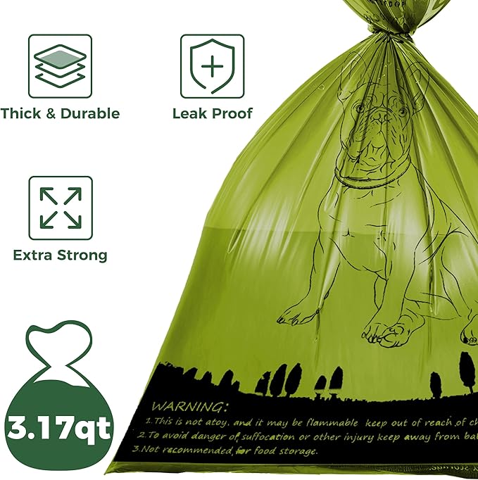 Biodegradable Dog Poop Bags 150 Count 10 Rolls with Dispenser, Thicken and Leak Proof Poop Bag Holders for Leashes(Scented)