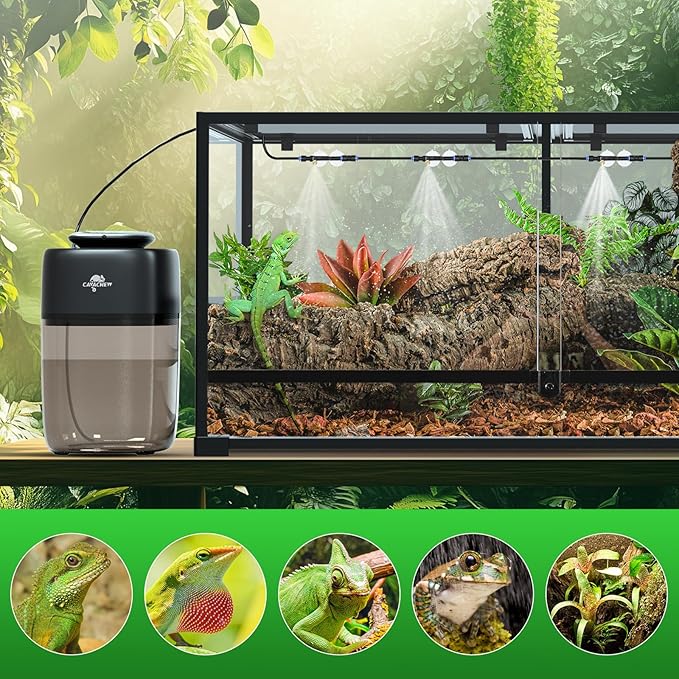 10L Reptile Mister with 4pcs Nozzles, High Pressure Reptile Mister System with Timer, Automatic Mister Fogger for Reptile Tank, Adjustable Terrarium Misting Humidifier for Reptiles/Amphibians