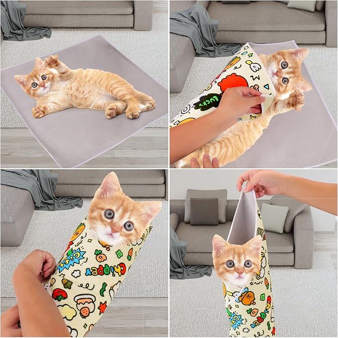 BABORUI Cat Grooming Wrap for Cutting Nails - Self-Adhesive Cat Swaddle Wrap with Nail Clipper, Anti-Scratch Cat Burrito Wrap for Nail Trimming, Cat Grooming Supplies