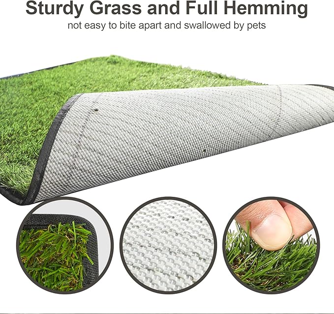 Dog Grass Pad with Tray(40×27.5 inch), Large XL Reusable 3-Layer Dog Pee Potty Grass Pads, Easy to Clean Artificial Fake Grass for Indoor Outdoor and Balcony (2 Pcs Grass Pad+Drainage Grate+Tray)