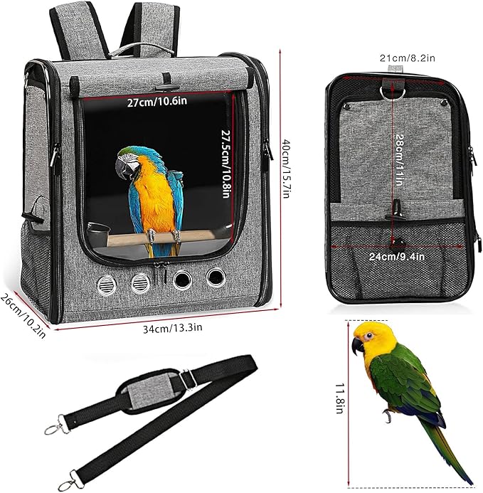 Bird Carrier Bag Bird Travel Cage with Stand, Lightweight Backpack for Parrot, Large Portable Bird Travel Bag, Pet Transparent Breathable Travel Cage