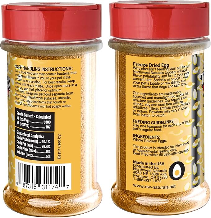 Northwest Naturals Freeze-Dried Whole Chicken Egg Functional Topper - for Dogs & Cats - Healthy, 1 Ingredient, Human Grade Ingredients, All Natural, Proudly Made in USA, 4 Oz (Pack of 2)