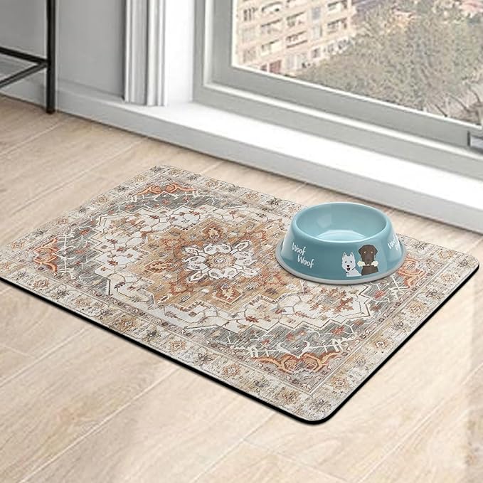 Pet Food Mats for Floor, Absorbent Dog Mat for Food and Water Dispenser Mat, Dog Food Mat Quick Dry Cat Food Mat Pet Supplies