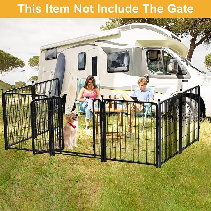 Garden Fence 40 Inch 14 Panels Without Gate, Total 31 Ft(L) Garden Fence for Yard and Dog, Black Dog Pen Wide Door, Metal Dog Pen Heavy Duty Pet Puppy Exercise Pen for Rv Camping