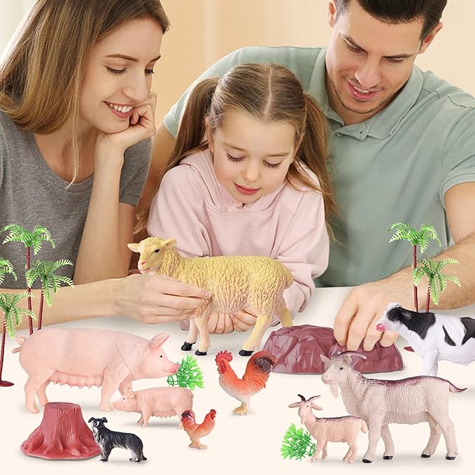 35 PCS Farm Animals Toys for Toddlers 3 Years Old Boys and Girls Realistic Animal Figures Playsets Toys for Kids 3~8 Christmas Birthday Gift