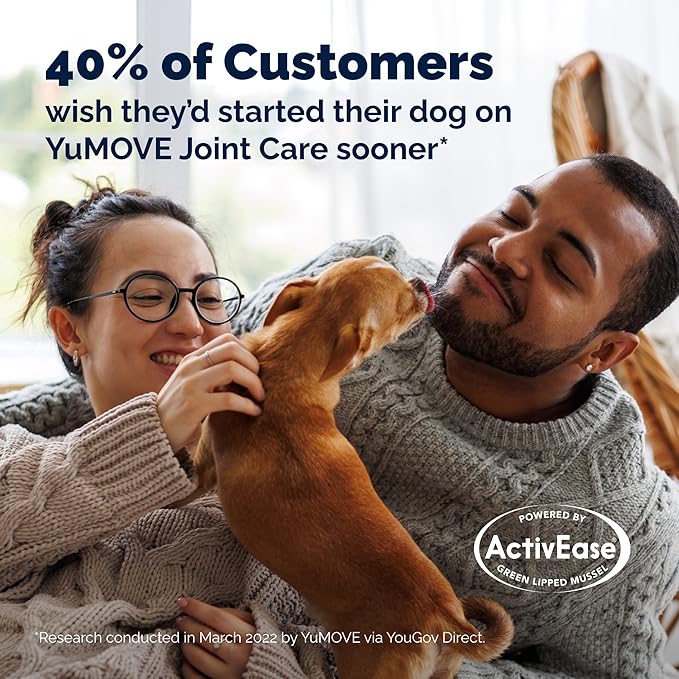 Yumove Dog Joint Supplement, Hip and Joint Supplement for Dogs with Glucosamine Chondroitin, Hyaluronic Acid, Green Lipped Mussel and Omega 3, Dog Hip and Joint Aches and Stiffness (150 Tasty Bites)