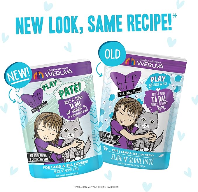 Weruva B.F.F. Play - Best Feline Friend Paté Lovers, Aw Yeah!, Paté Jamboree! Variety Pack, 3oz Pouch (Pack of 12)