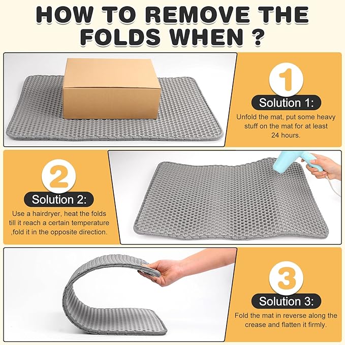 Cat Litter Mat Double Layer Waterproof Urine Proof Trapping Mat 1 Pack (Gray, 30x24 Inch)