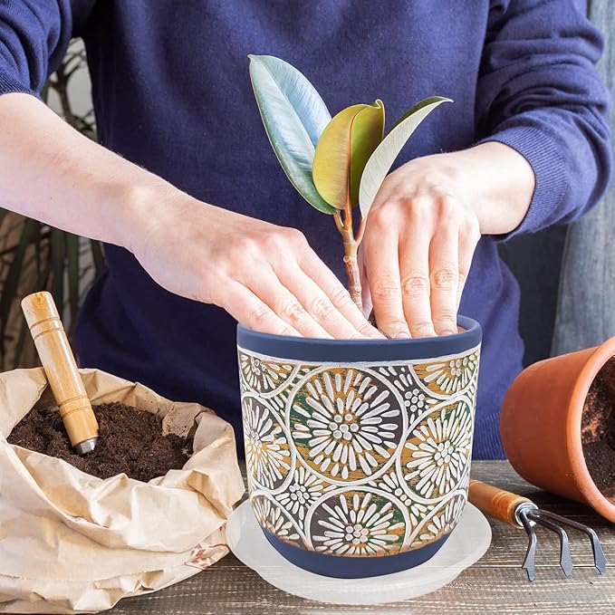 2 Pack of 14 inch Clear Plant Saucer, Plastic Plant Saucer 14 inch, Bird Bath Bowls, Heavy Duty Clear Plant Tray for Pots, Plant Saucers for Indoors Planter, Garden Water Plate 12"/13"/14"