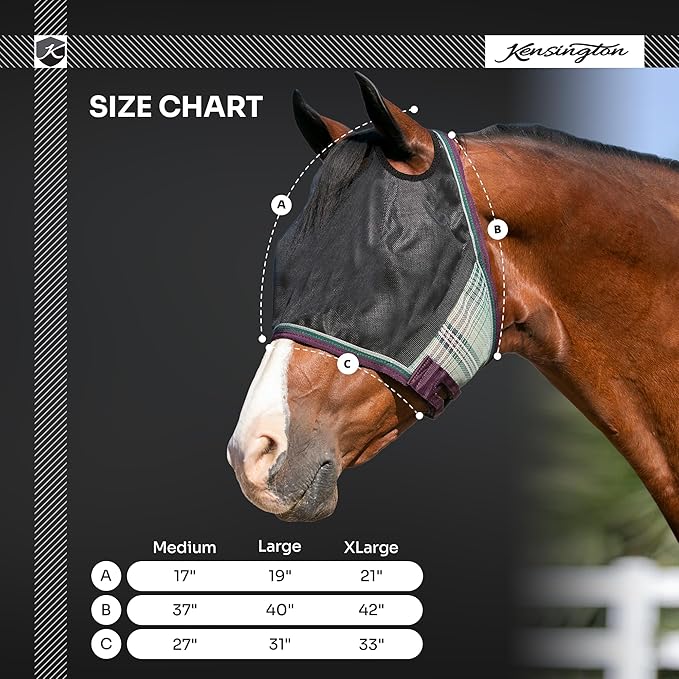 Kensington 90% UV Fly Mask CatchMask UViator - Without Ears & Forelock Freedom Web Trim Size: L-Avg Color: 500 - Desert Sand