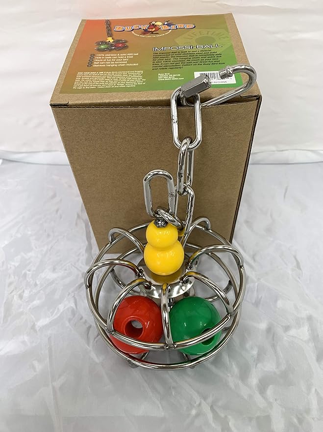 Impossi-Ball Foraging Bird Toy | Treat Dispenser | Promotes Natural Foraging Behavior | Bird Cage Accessories for Medium to Extra Large Birds | Colorful Toys for Parrots, Cockatiel, Parakeets, Macaws