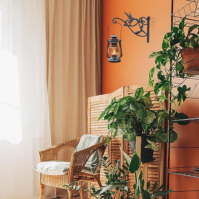 2PCS Plant Hangers Outdoor Heavy Duty Hanging Plant Bracket for Wall Indoor Garden Cast Iron Hummingbird Feeder Hooks Decorative Plant Hooks, Greenish