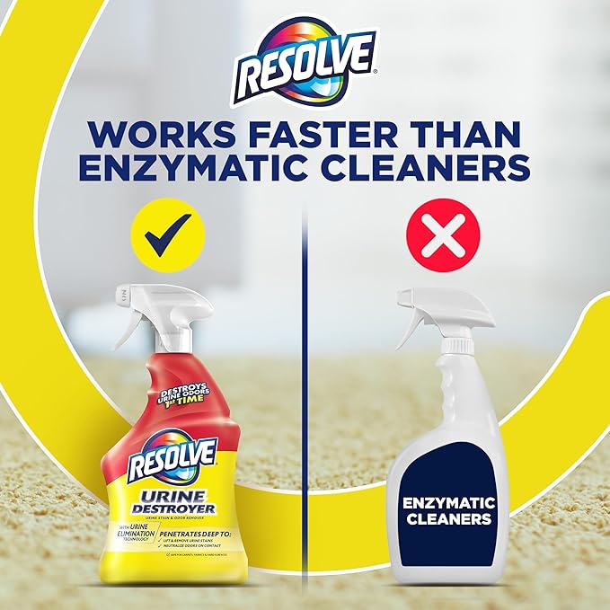 Resolve Urine Destroyer Spray – Pet Stain and Odor Remover, Carpet Cleaner Solution for Cat and Dog Urine, 32 Fl Oz