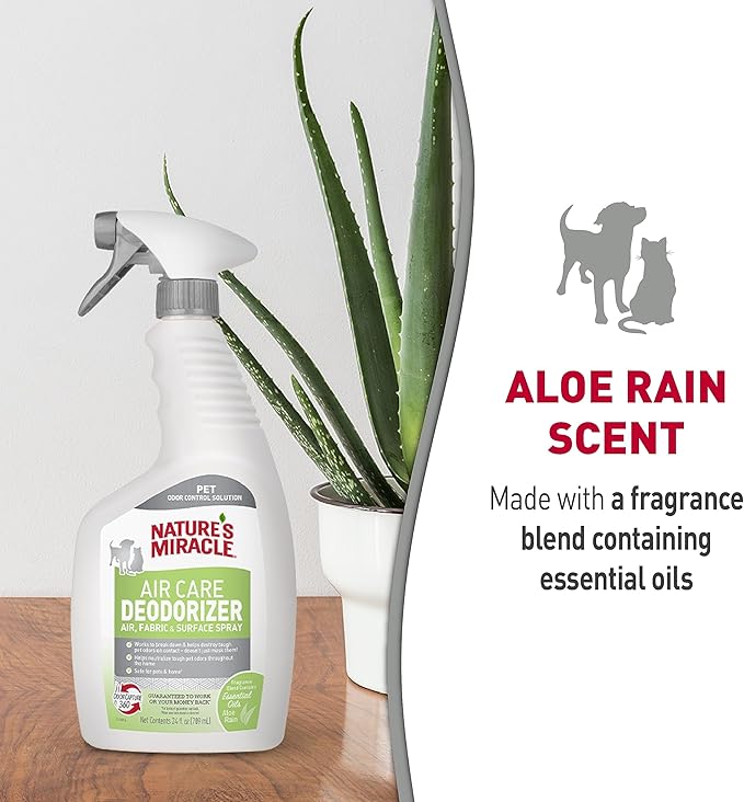 Nature's Miracle Air Care, Fabric and Surface Spray Aloe Rain Scent Pet Odor Eliminator Deodorizer, 24 fl. oz.