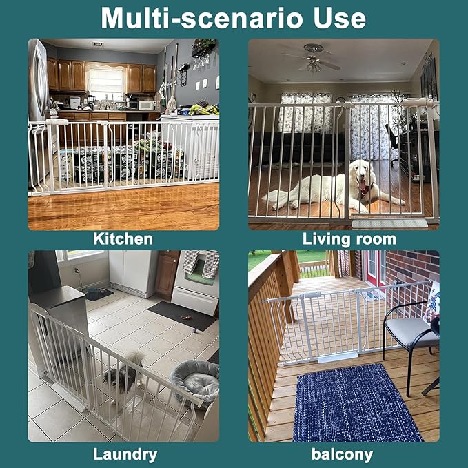 ALLAIBB Extra Wide Pressure Mounted Baby Gate Walk Through Child Kids Safety Toddler Tension White Long Large Pet Dog Gates with Extension for doorways Kitchen (29.13-33.86"/74-86cm)