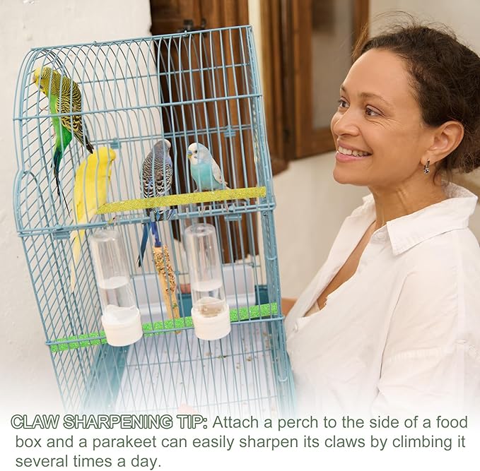 Bird Perch Stand, Wooden Parrot Perch Stand Toy, Paw Grinding Stick, Bird Cage Accessories, 3.94 x 3.15in (Blue, 2 Pcs) Birds Toys Intended for Cage/Parakeets/Conure/Budgie