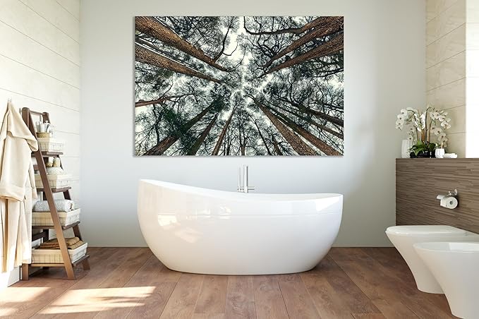 Nature Wall Art Prints - Ocean Forest Mountain Lake Canvas Landscapes - Small to Extra Large Living Room Bedroom Kitchen Bathroom Décor (Trees and Sky, 28L" x 41W")