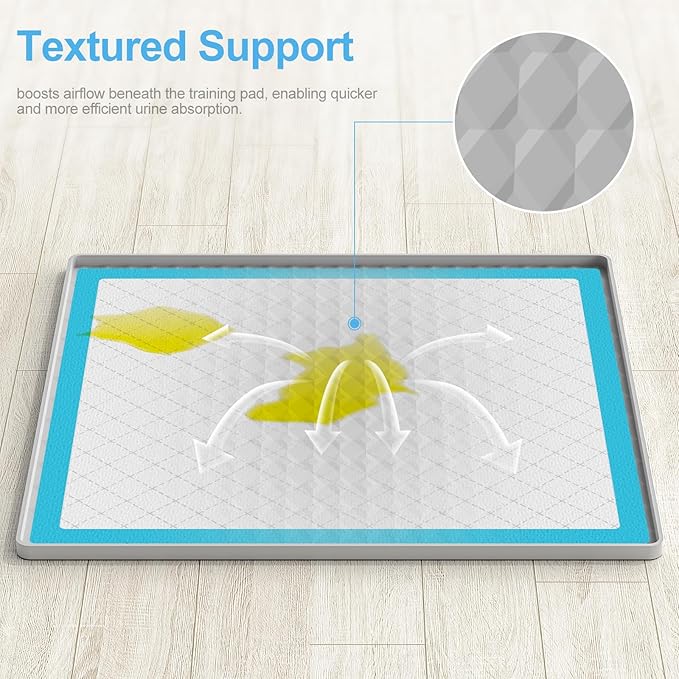 Pee Pad Holder for Dogs,Silicone Dog Puppy Pad Holder, 24 x 24 No Spill Raised Lip High Edge,Portable, Leak-Proof Mat Holder for Dog Training Pads,Square Potty Trays for Home Floor Protection