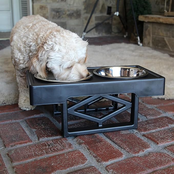 Hyper Pet Elevated Dog Bowls Large Breed, Adjustable Raised Dog Bowls Large Sized Food and Water Feeder - Stainless Steel