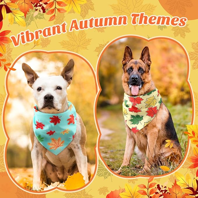 Chunful 100 Pieces Fall Dog Bandanas Bulk Autumn Pet Bandanas with Maple Leaves Patterns Triangle Scarf Bib Kerchief Set for Small Large Dog Thanksgiving Costume Accessories (31.5 x 21.7 x 21.7)