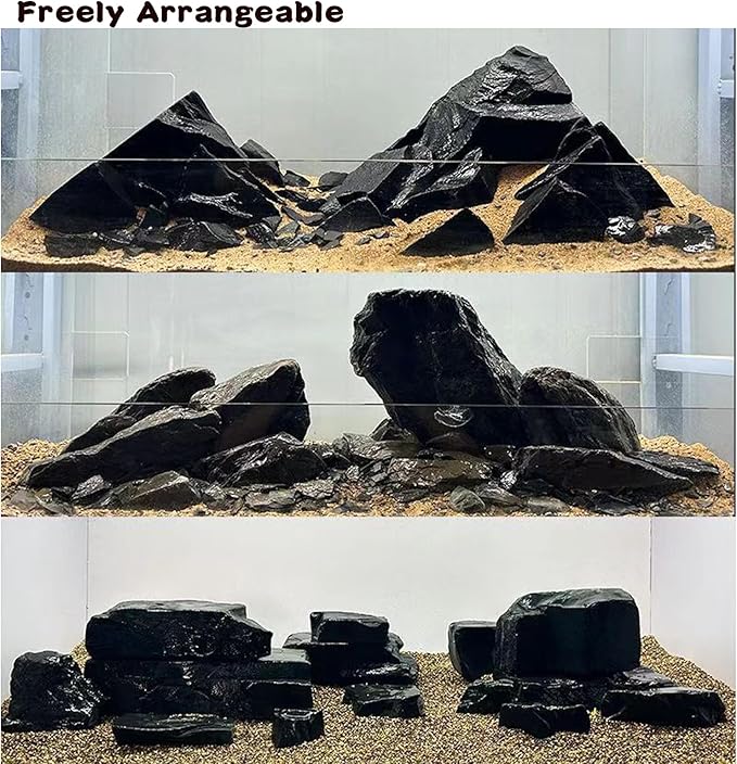 Unocho Aquarium Rock Stone Fish Tank Rocks 5LB Natural Rocks for Aquariums Landscaping Model Tank Decoration Aquarium Miniature and Fairy Garden-3-6inches 4PCS