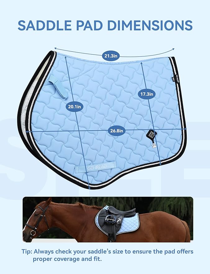 Close Contact Non-Slip Design Horse Riding Pad Moisture-Wicking Shock Absorbing English Saddle Pad for Horses