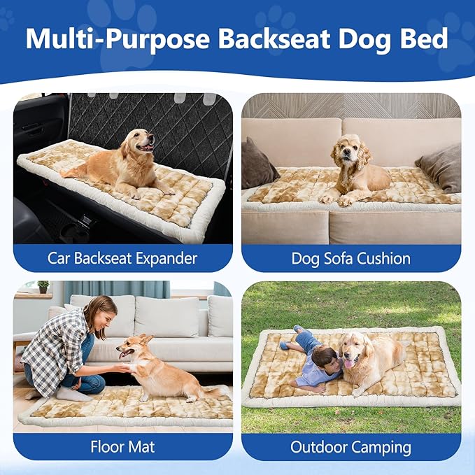 Thickened Dog Bed for Car Back Seat, Upgraded Bottom Non-Slip,Fits Hard Bottom car seat Cover for Dogs, Premium Mixed Color ,Bog Car Seat Cover