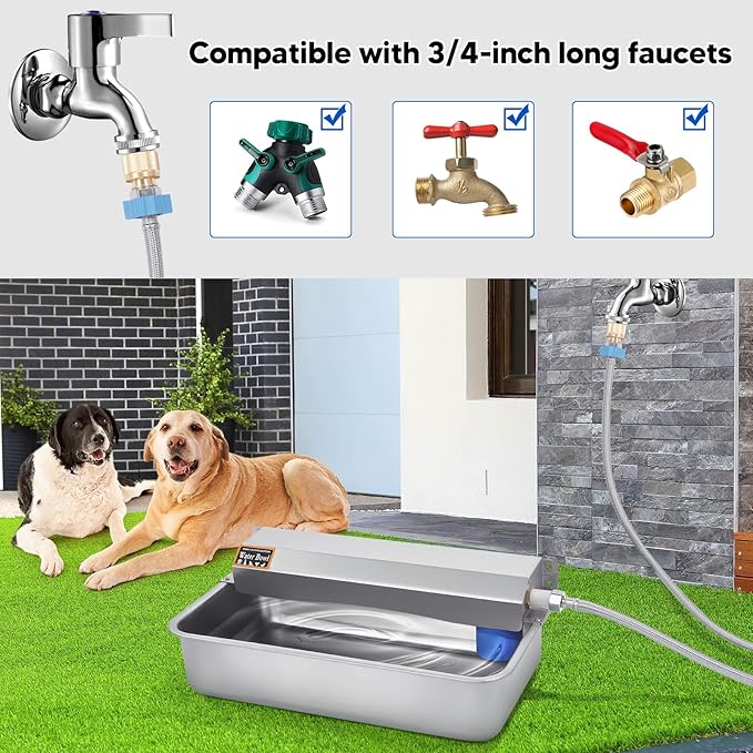 Automatic Water Dispenser for Dog, 6L Dog Water Bowl Dispenser, Large Stainless Steel Indoor/Outdoor Water Feeder Suitable for Dogs Livestock Chicken Horse, Easy to Clean