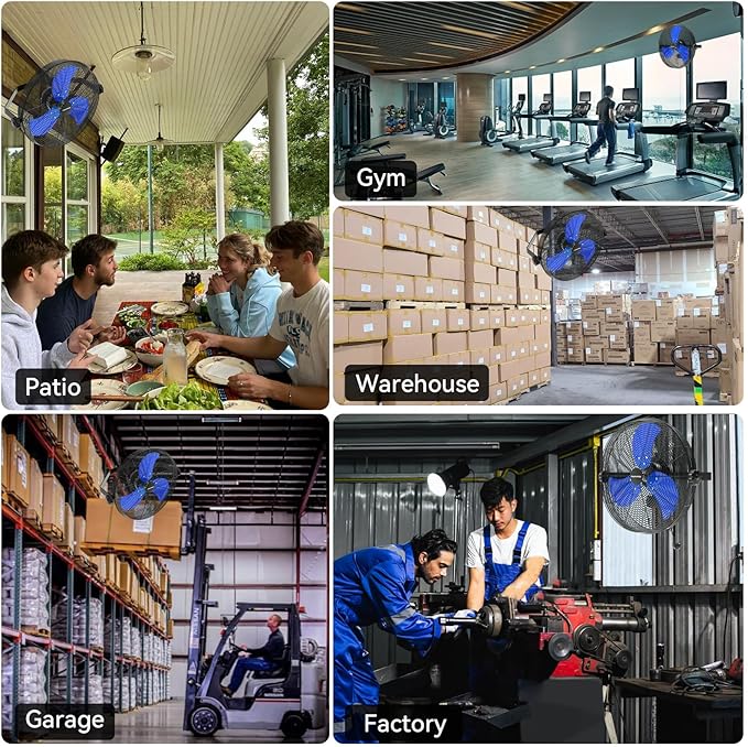 18 Inch Wall Fan Pro Series - 4900 CFM 3 Speed High Velocity Industrial Wall Mount Fans for Commercial, Residential, Warehouse, Covered Patio, Shop, Garage, Barn, Gazebo UL Safety Listed