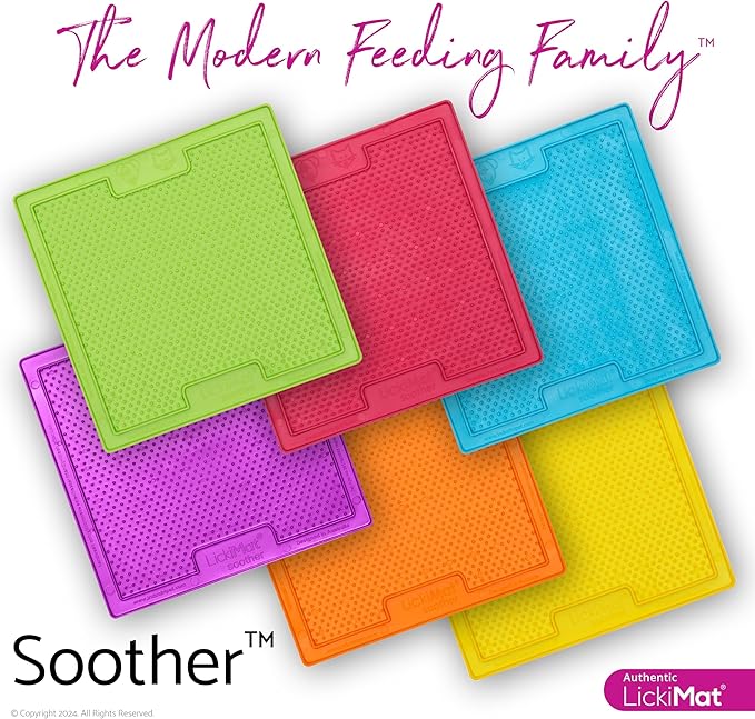 LickiMat Classic Soother, Cat Slow Feeder Lick Mat, Boredom Anxiety Reducer; Perfect for Food, Treats, Yogurt, or Peanut Butter. Fun Alternative to a Slow Feed Cat Bowl or Dish, Purple