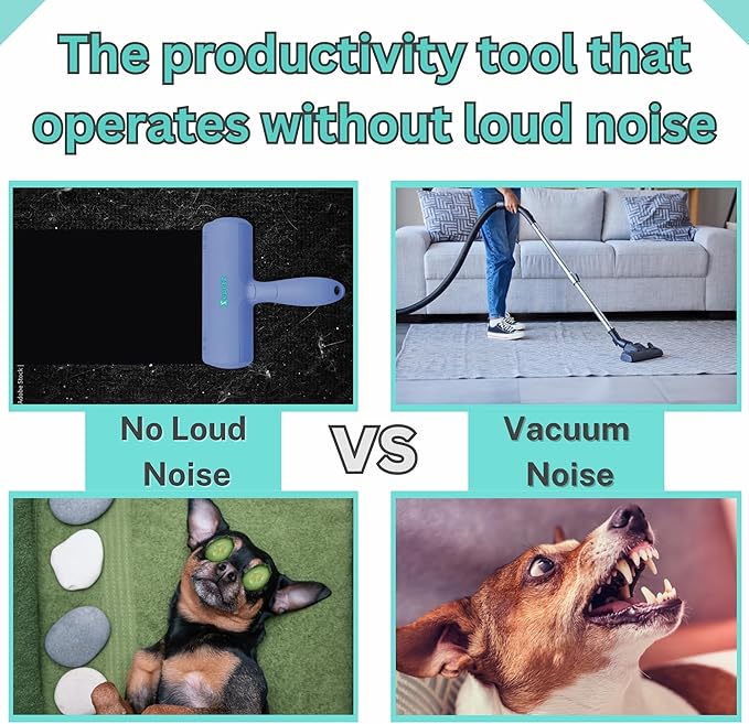Pet Hair Removal Tool โ Reusable Lint Roller for Dogs & Cats โ Self-Cleaning Fur Remover Brush โ Ergonomic Lint Roller for Carpet, Bedding, Couch, Car Seat & More (Blue)