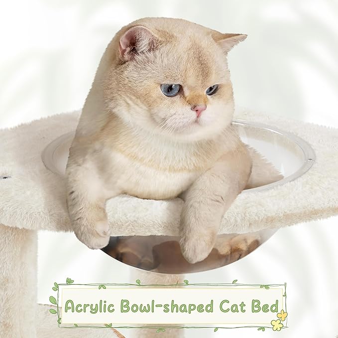 Yaheetech 54in Rattan Cat Tree, Modern Tower with Breathable Woven Condo, Scratching Posts & Washable Cushions, Naturally Cool in Summer, Cute Furniture for Indoor Cats