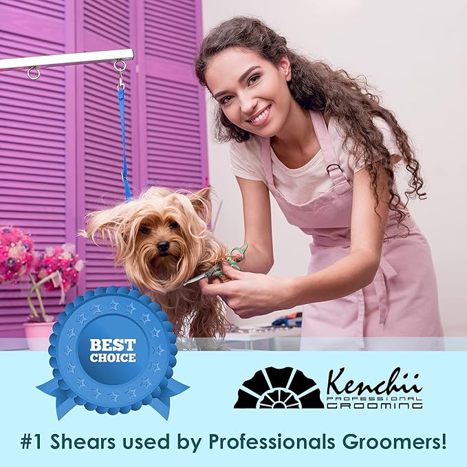 Kenchii Happy Puppy Ball Tip Shears Trimming Scissors for Dogs | Pet Grooming Puppy Essentials | Stainless Steel Shears with Blunt Tip | 6.5 In