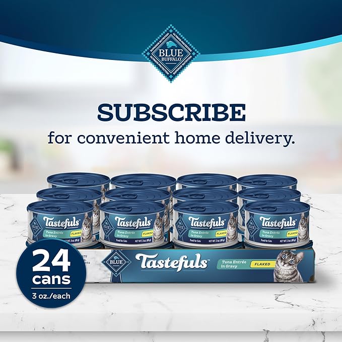 Blue Buffalo Tastefuls Flaked Wet Cat Food, Made with Natural Ingredients, Tuna, 3-oz Cans (24 Count)