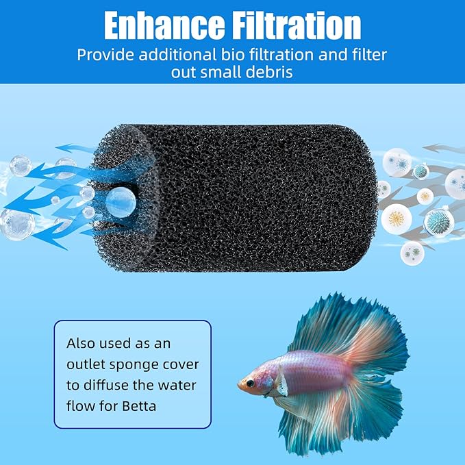 AQUANEAT 12-Pack Pre-Filter Sponge for Aquarium Shrimp Fry Fish Tank Filter 0.8 Inch Intake, Replacement Foam Cover
