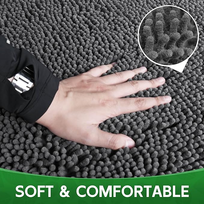 Dog Door Mat Indoor Entrance, 60" x 30" Absorbent Quick-Drying Mud Rugs, Non-Slip Door Rugs for Entryway Indoor Washable, Soft Chenille Dog Mat for Muddy Paws