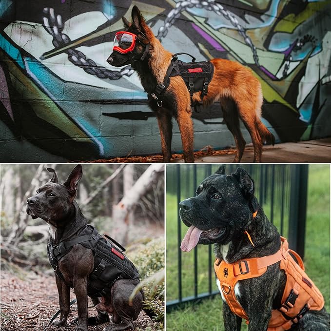 OneTigris Tactical Dog Harness for Small Dogs, No Pull Small Dog Vest Harness with Handles Breathable Military Dogs Molle Vests, Harness for Walking Hiking Training (Black, XS)