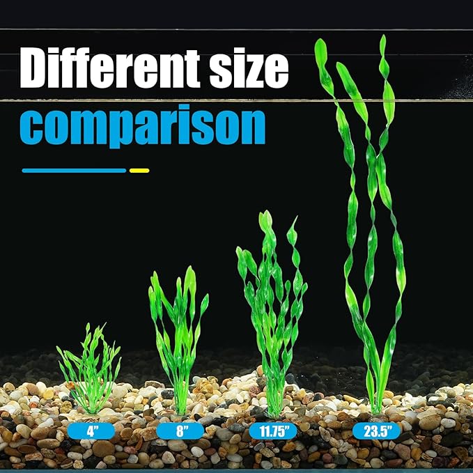 AQUANEAT Fish Tank Artificial Plants, Aquarium Plastic Seaweed Decoration, 4Inch Tall Fake Green Accessories, 10 Packs