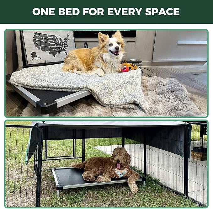 FXW TitanNest Chew-Proof Elevated Dog Bed, Raised Cot for Indoor/Outdoor/Camping Use, Durable & Waterproof Cooling Pet Bed for Extra-Small Dogs, 30.0" L x 22.0" W x 4.5" H, Black
